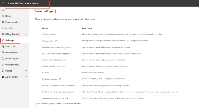How to configure Tenant Settings on Power Platform Admin Center ...